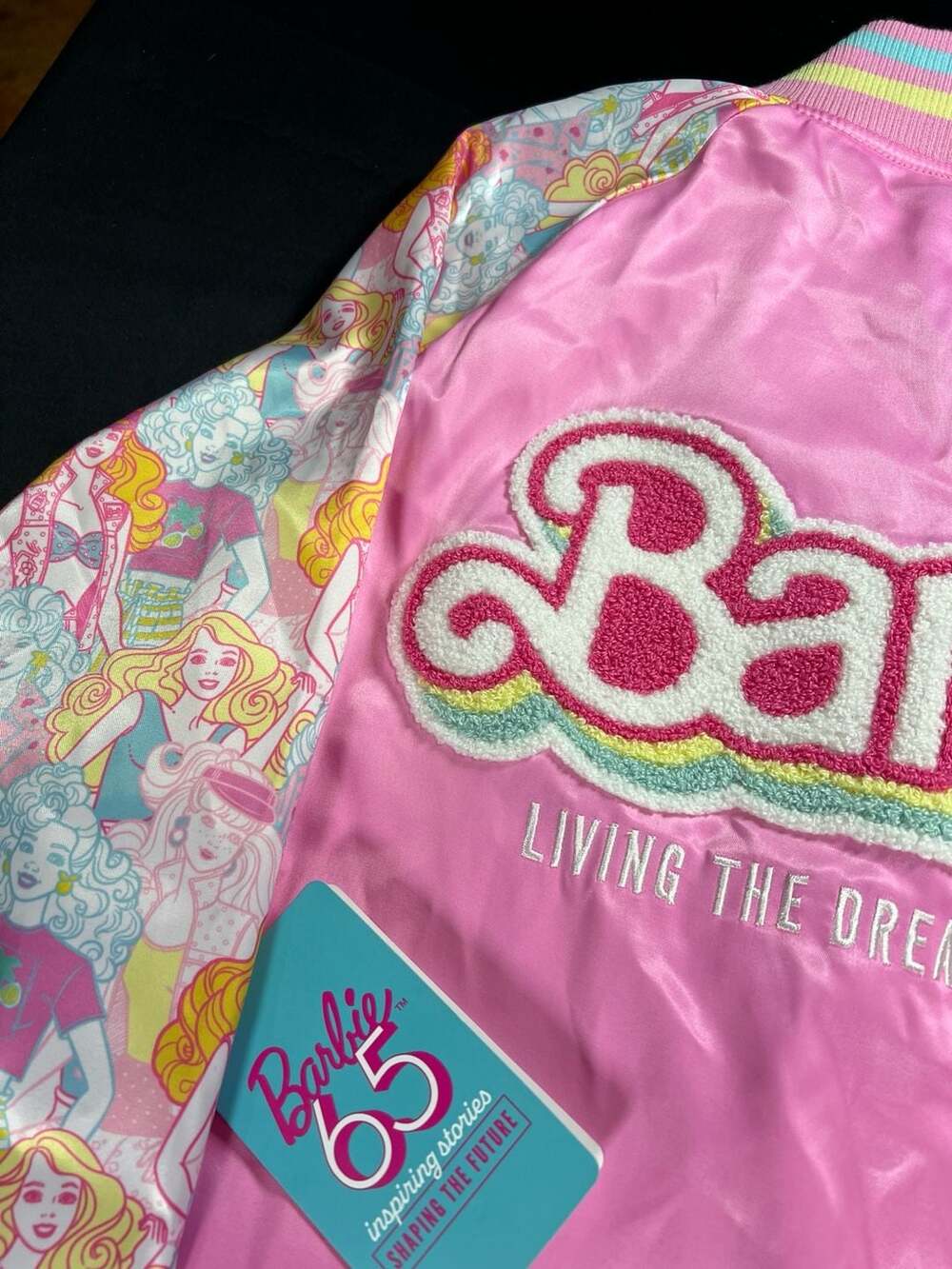 Loungefly Barbie 65th Anniversary Satin Varsity Bomber Jacket Size Medium - Picture 3 of 12